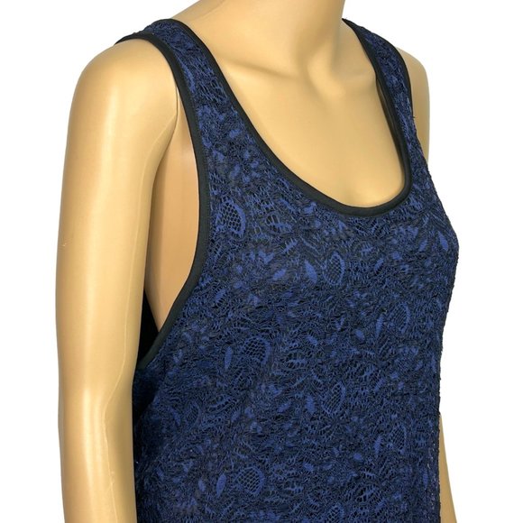 Cato Womens 18/20W‎ Navy Blue Lace Sleeveless Pullover Blouse Tank Top - Picture 3 of 9